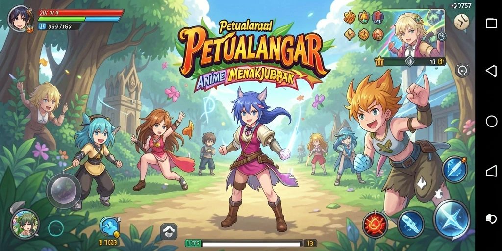 Screenshot gameplay 2757 menampilkan karakter anime dalam pertempuran epik.