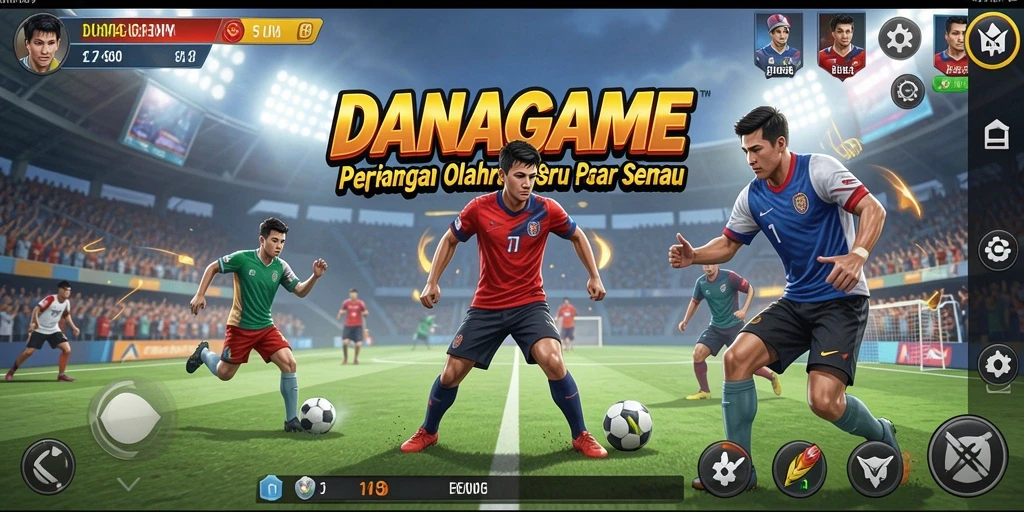 Screenshot dari gameplay DANAGAME memperlihatkan aksi olahraga yang mendebarkan.