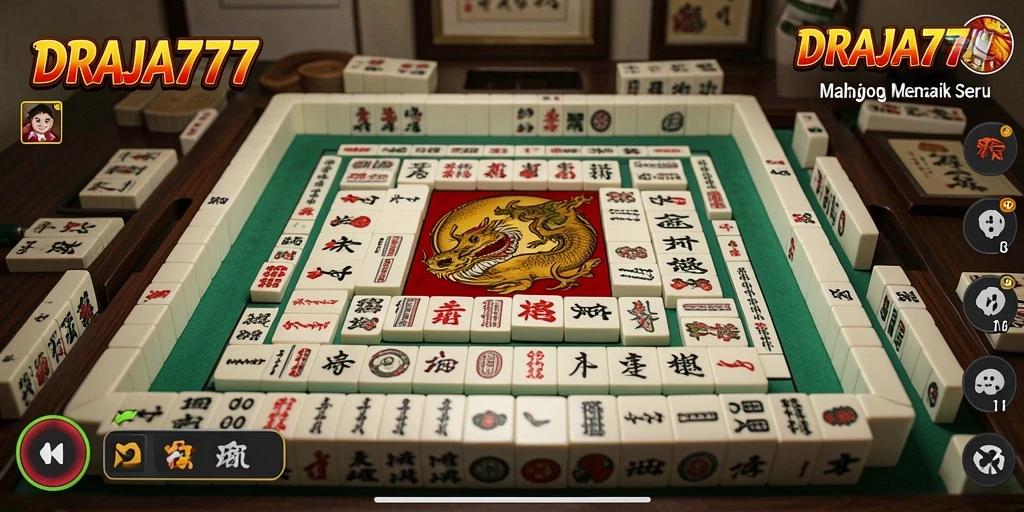 Tampilan gameplay Mahjong yang seru dan interaktif di DRAJA777.