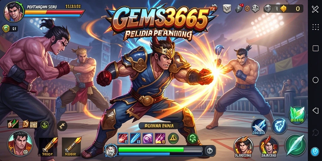 Tangkapan layar dari gameplay seru GEMS365 di arena pertarungan.