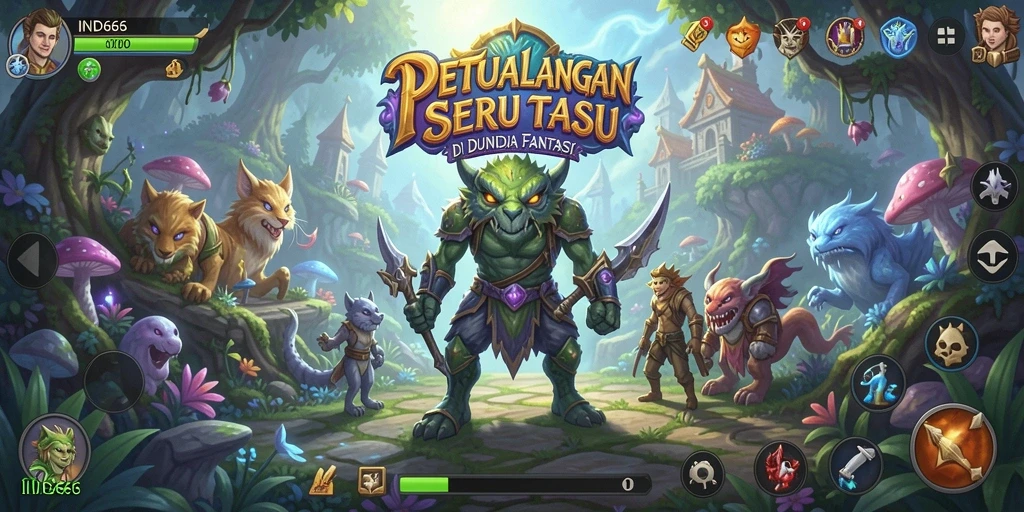 Screenshot gameplay IND666 menunjukkan aksi petualangan RPG yang mendebarkan.