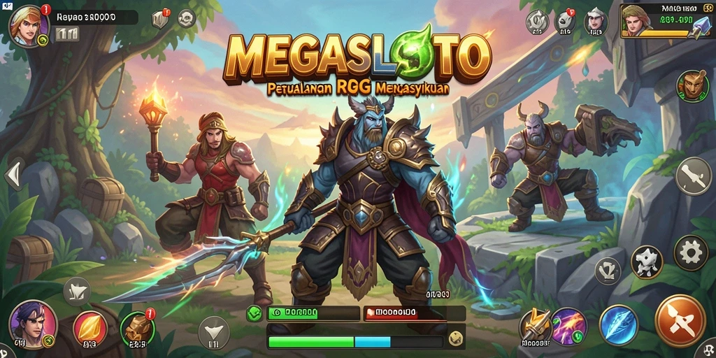 Tampilan gameplay MEGASLOTO yang mengasyikkan dan penuh petualangan.