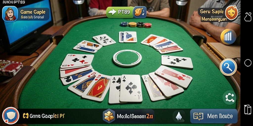 Tampilan gameplay PT89 menampilkan keseruan permainan Gaple.
