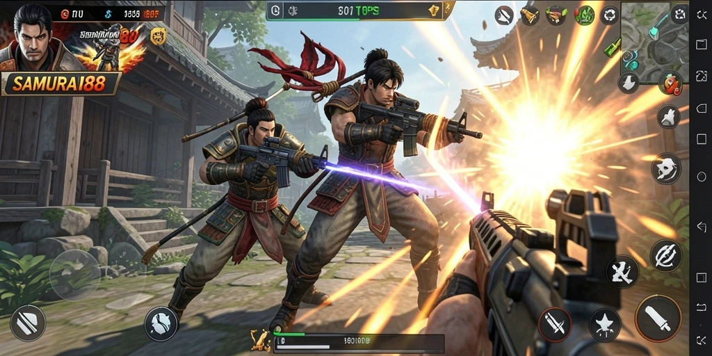 Tampilan gameplay mendebarkan dalam SAMURAI88.